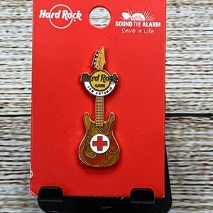 Hard Rock Cafe San Antonio Red Cross Guitar Pin Fundraiser Collectible‎ New Card